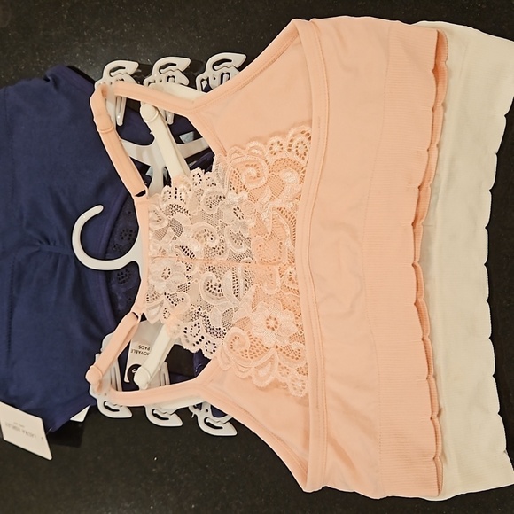 💕LAURA ASHLEY Padded Lace Back Bralettes (3 Pk) Navy Blue Pink White Small NWT - Picture 9 of 15